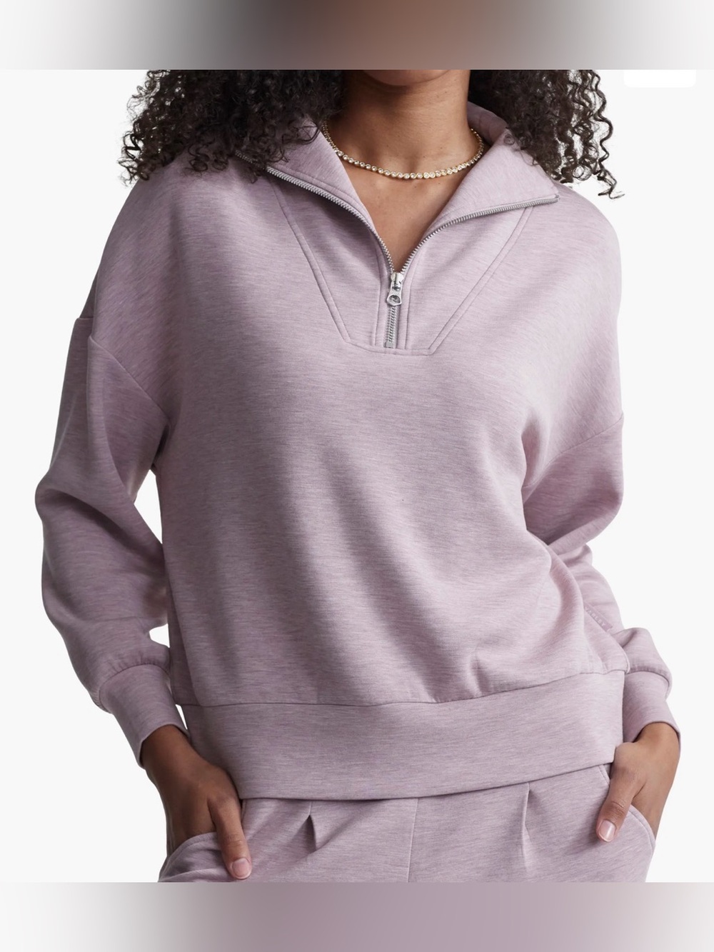 Varley Doublesoft Hawley Half Zip Sweat Lavender Size Small